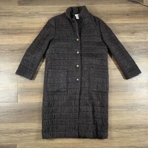 WORTH Textured Mohair Wool Blend Long Coat Cardigan Open Front Size L